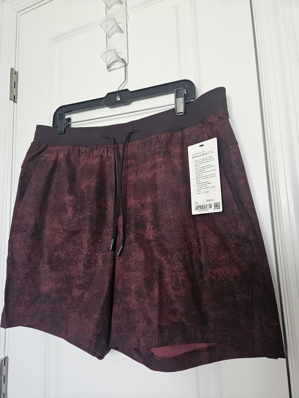 NWT Lululemon Zeroed Linerless Short 7" Incline Texture Burgundy Multi Sz XL